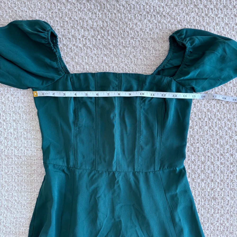 Abercrombie & Fitch Emerald Green Puff Sleeve Corset Mini Dress Coquette Small - Picture 7 of 9